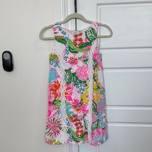Lilly Pulitzer Girls Summer Dress Bright Beachy Floral Print Vacay Large 10/12